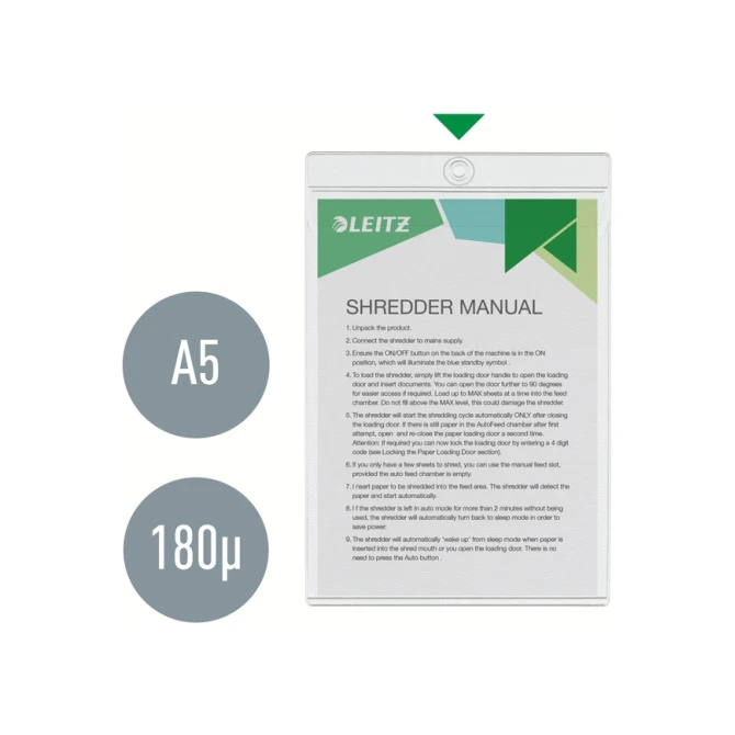 Insteekmap U-model Leitz Premium met ophangoog 0.20mm PVC A5 transparant 50 stuks