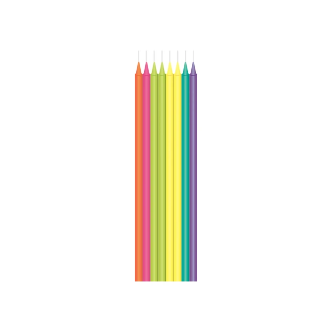 Kaarsjes Haza long bright 15cm 16 stuks assorti