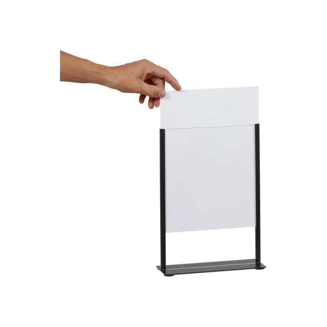 Kaarthouder Europel metaal met acryl bord A4 zwart