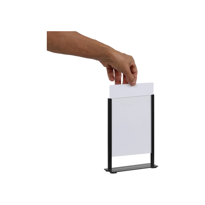 Kaarthouder Europel metaal met acryl bord A5 zwart