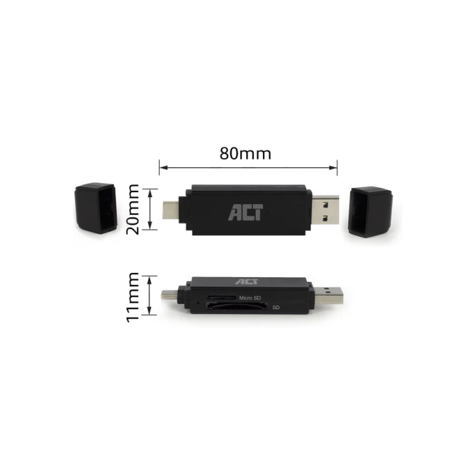 Kaartlezer ACT USB-C/USB-A 3.0