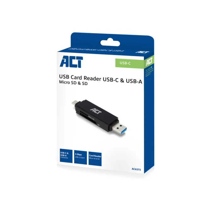 Kaartlezer ACT USB-C/USB-A 3.0