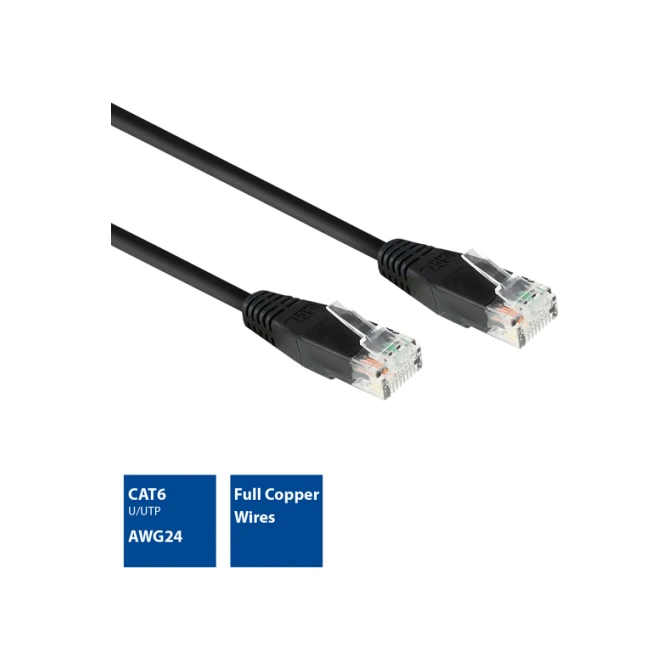 Kabel ACT CAT6 Network koper 2 meter zwart