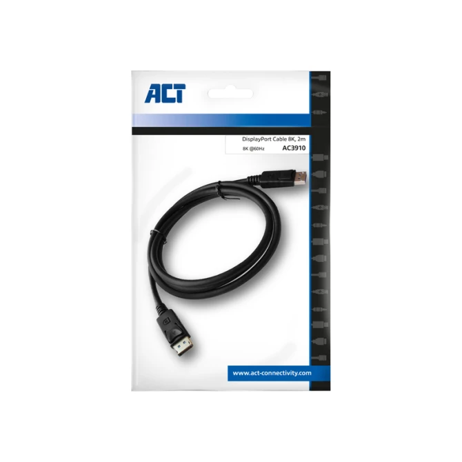 Kabel ACT DisplayPort 1.4 8K M-M 2 meter zwart