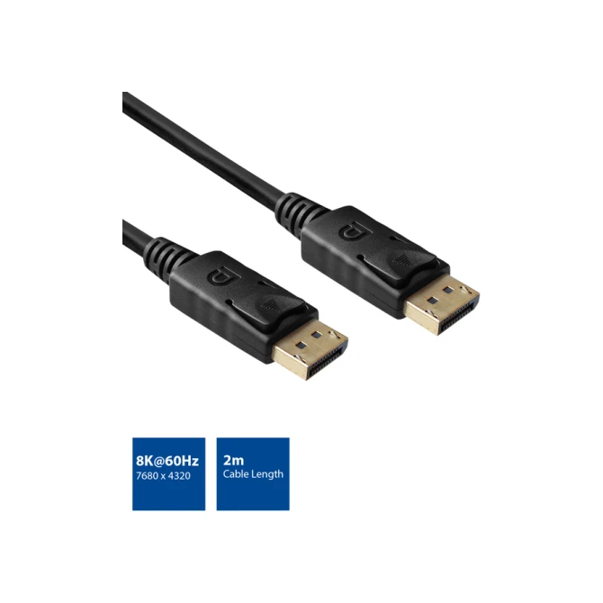 Kabel ACT DisplayPort 1.4 8K M-M 2 meter zwart