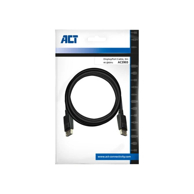 Kabel ACT DisplayPort 3 meter zwart