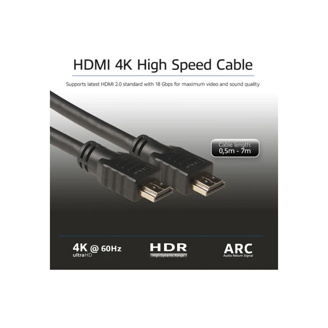 Kabel ACT HS v2.0 HDMI-A male - HDMI-A male (AWG30) 1 meter