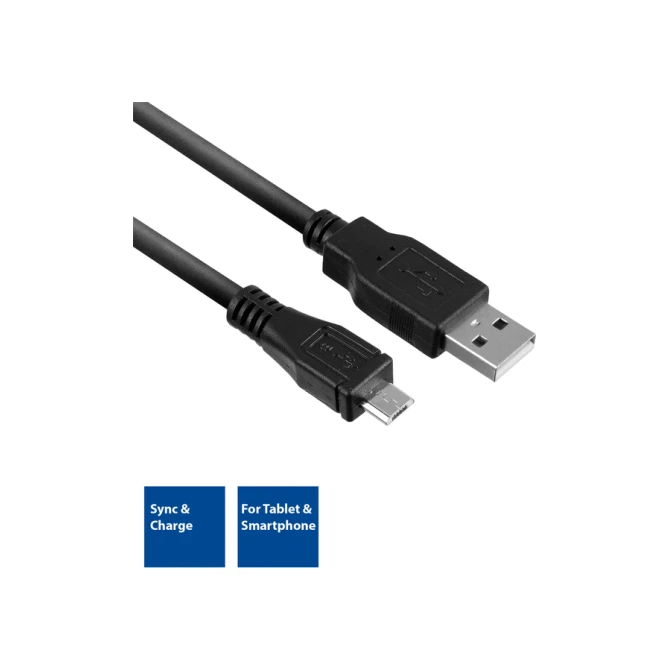 Kabel ACT USB 2.0 naar MicroB laad -en data 1 meter