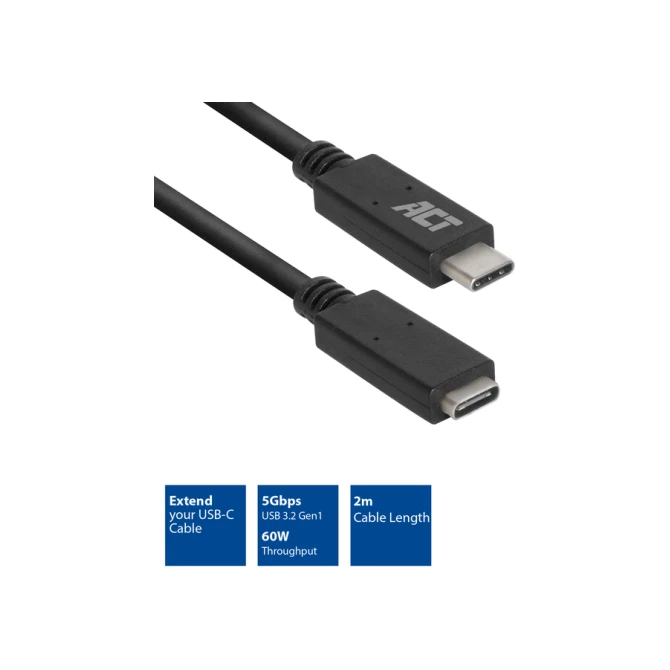 Kabel ACT USB 3.0 to USB-C verlengkabel 2m Kabel ACT USB 3.0 to USB-C verlengkabel 2m