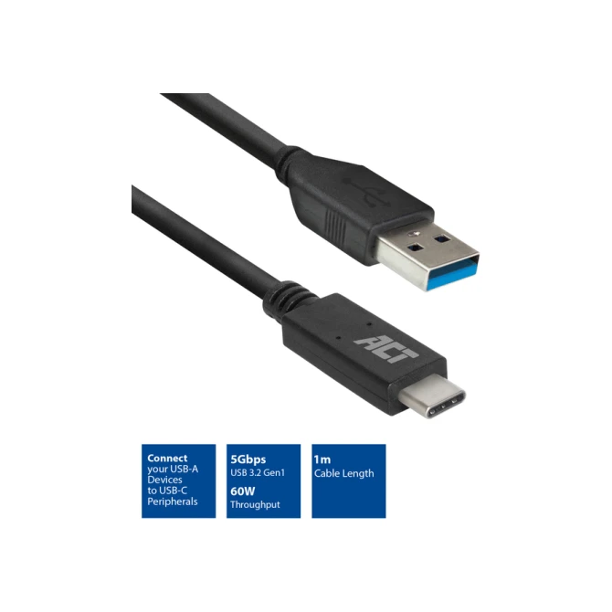 Kabel ACT USB A 3.2 naar USB-C 1 meter