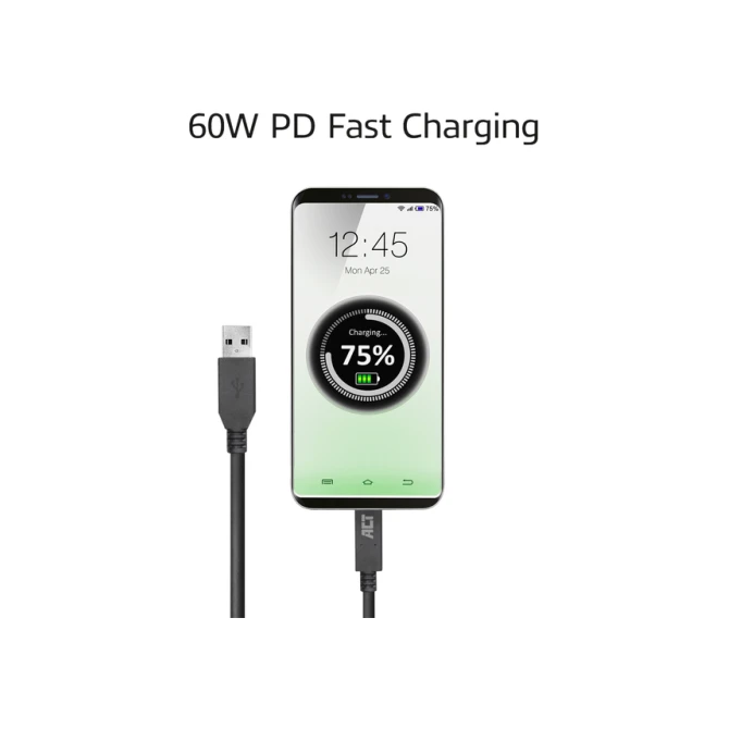 Kabel ACT USB A 3.2 naar USB-C 2 meter Kabel ACT USB A 3.2 naar USB-C 2 meter