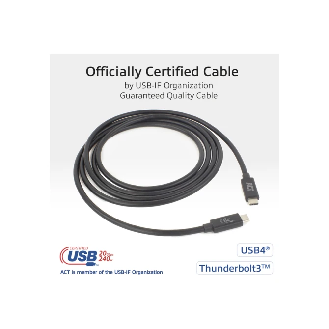 Kabel ACT USB-C 4.0 20Gbps Thunderbolt 3 2m