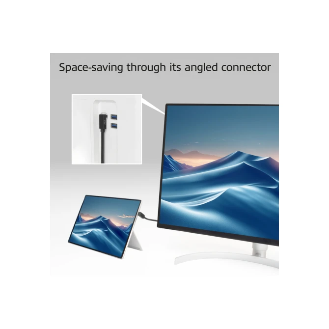 Kabel ACT USB-C hoek boven/beneden 10Gbps 1m