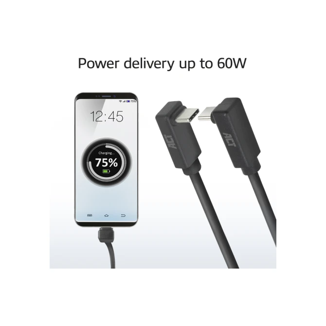 Kabel ACT USB-C hoek boven/beneden 10Gbps 2m