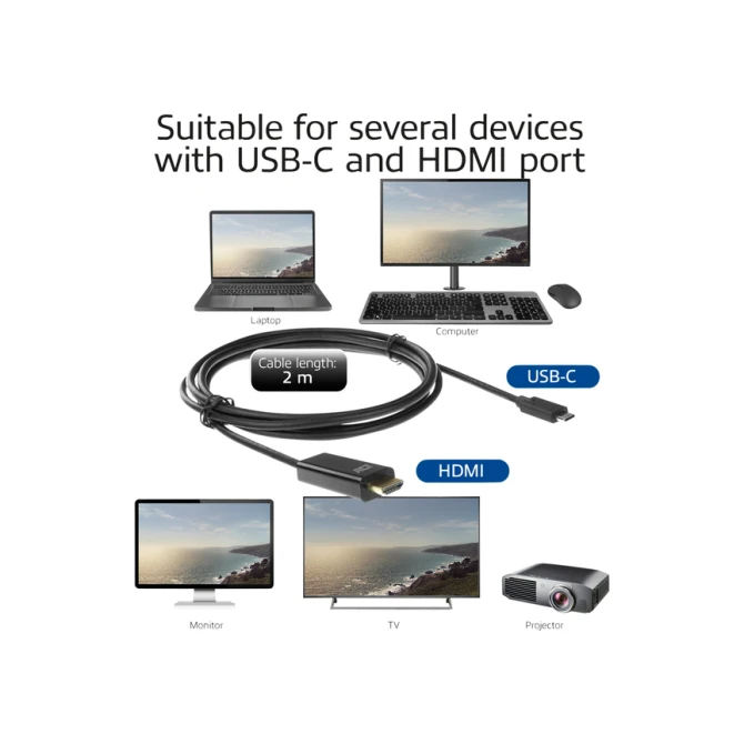 Kabel ACT USB-C naar HDMI 60Hz  2 meter