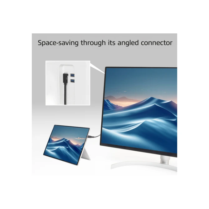Kabel ACT USB-C standaard naar USB-C hoek boven/beneden 10Gbps 1m