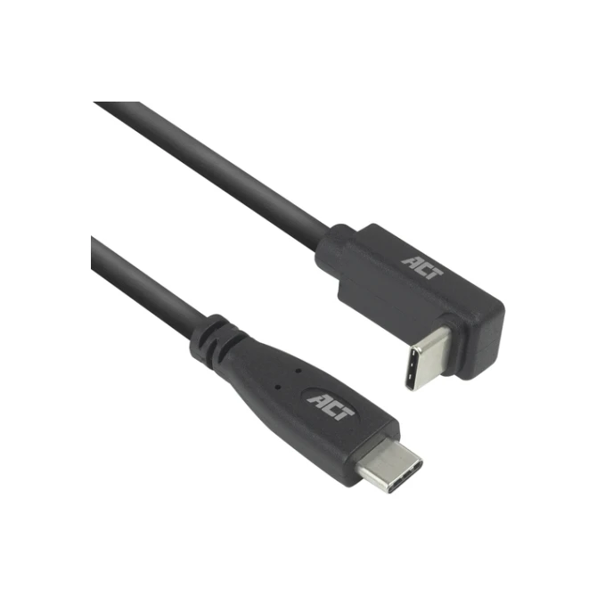 Kabel ACT USB-C standaard naar USB-C hoek boven/beneden 10Gbps 2m