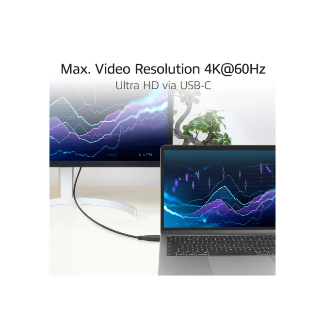 Kabel ACT USB-C standaard naar USB-C hoek boven/beneden 10Gbps 2m