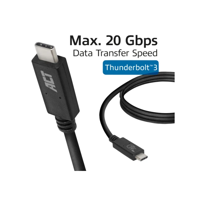 Kabel ACT USB-C USB 4 20Gbps Thunderbolt3 1 meter