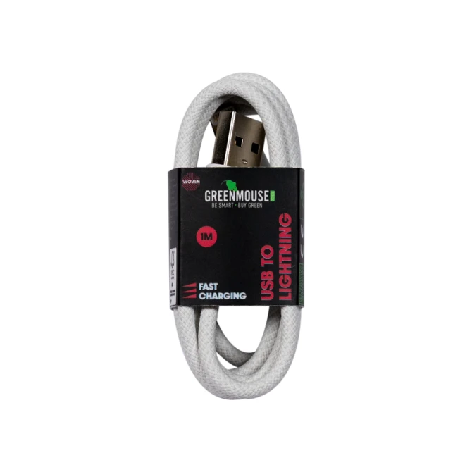 Kabel Green Mouse USB-A to Lightning data Woven 1m