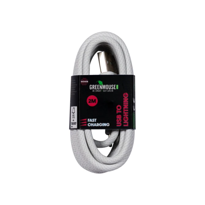 Kabel Green Mouse USB-A to Lightning data Woven 2m
