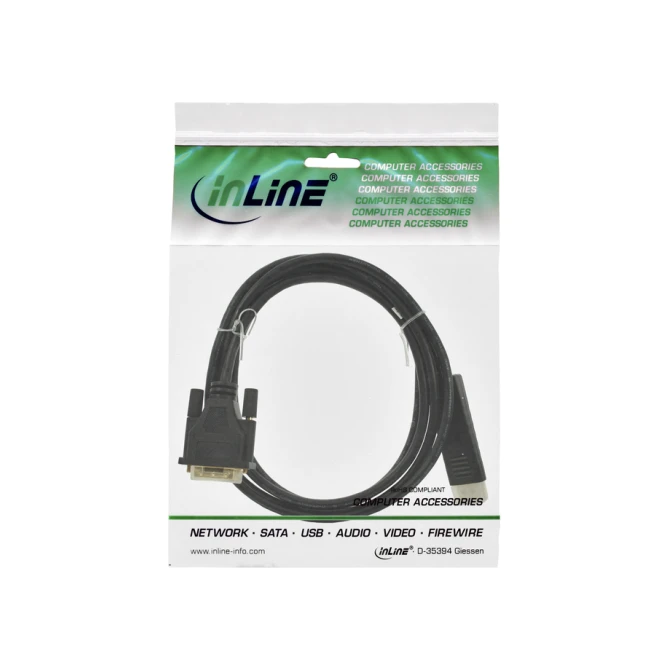 Kabel inLine Displayport DVI 24+1 M/M 2 meter zwart