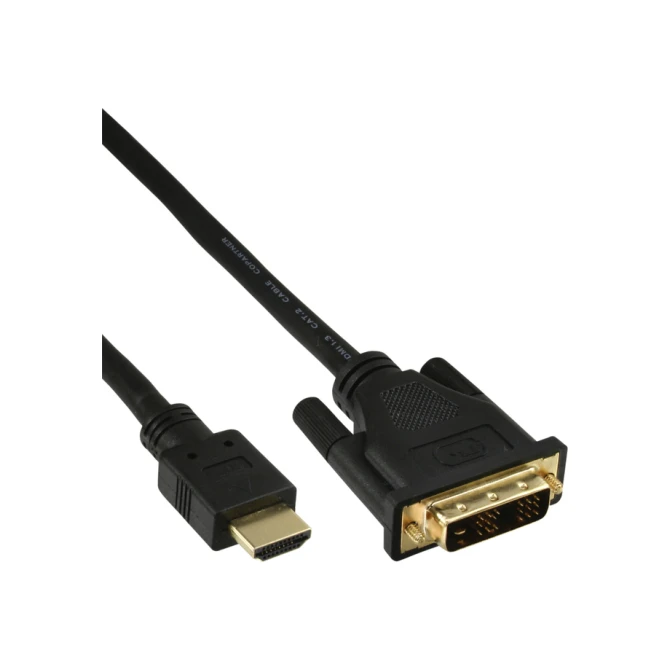 Kabel inLine HDMI DVI 18+1 pin M/M 2 meter zwart