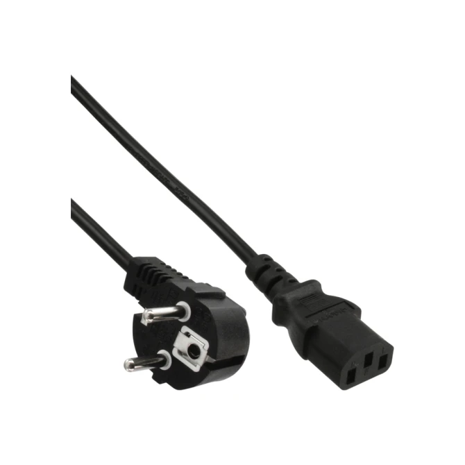 Kabel inLine STROOM C13 recht - CEE7/7 haaks 1,8 meter zwart