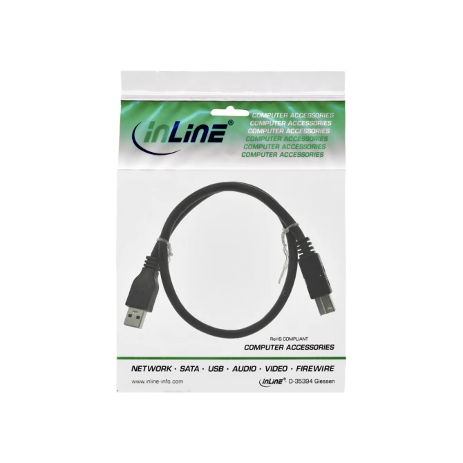 Kabel Inline USB-A USB-B 3.0 M 1.5 meter zwart
