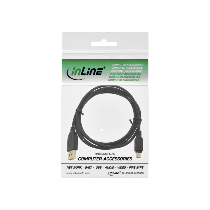 Kabel Inline USB-A USB mini-B 2.0 M 5pin 2 meter zwart