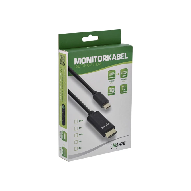 Kabel inLine USB-C HDMI 3.1 2.0 4K M/M 2 meter zwart