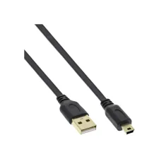 Kabel InlLne USB-A mini-B 2.0 platte kabel 2 meter zwart