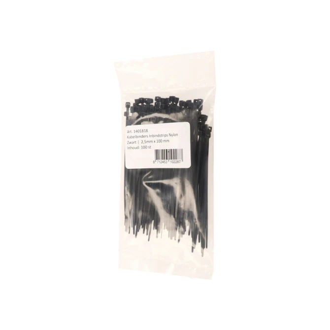 Kabelbinders IEZZY nylon 2.5x100mm D 20.5mm zwart 100 stuks
