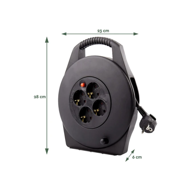 Kabelhaspel BRASQ  4 voudig 10 meter zwart