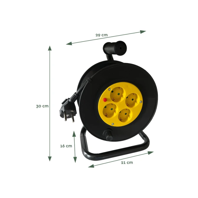 Kabelhaspel BRASQ Pro 4 voudig 10 meter zwart