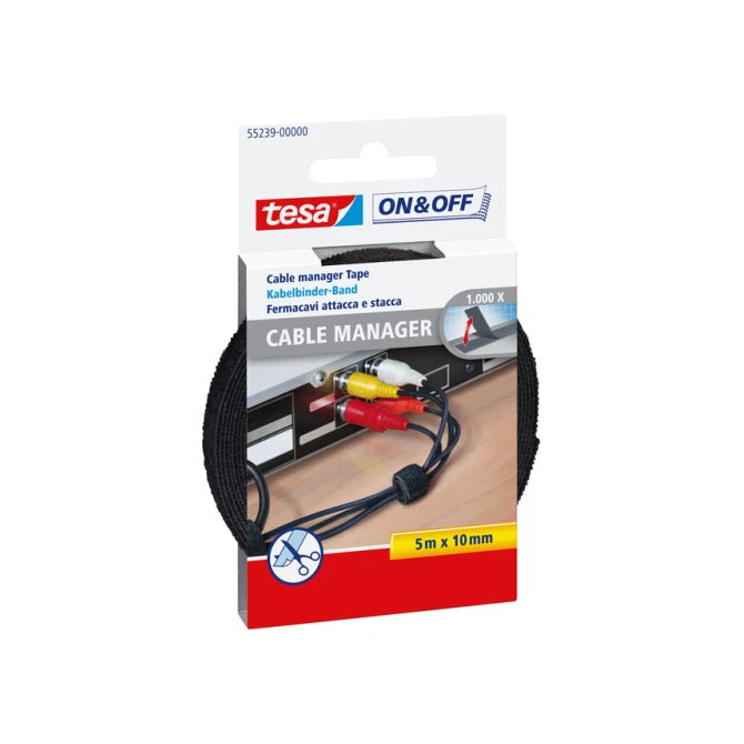 Kabelmanager tesa® On & Off bundelen 5mx10mm zwart