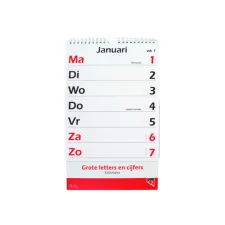 Kalender 2027 met grote letters en cijfers Quantore