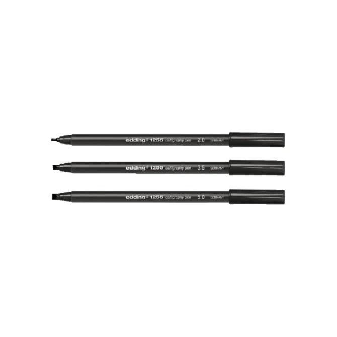Kalligrafiepen edding 1255 zwart lijn 2.0 - 3.5 - 5.0mm blister à 3st
