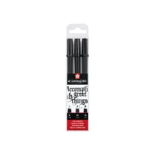 Kalligrafiepen Sakura Calligrapher set à 3 breedtes zwart