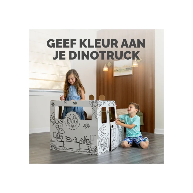 Kartonnen Dinosaurustruck XL Bankers Box Play inkleurbaar