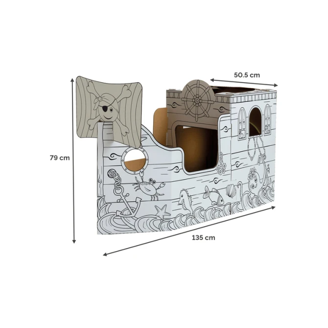 Kartonnen Piratenschip XL Bankers Box Play inkleurbaar