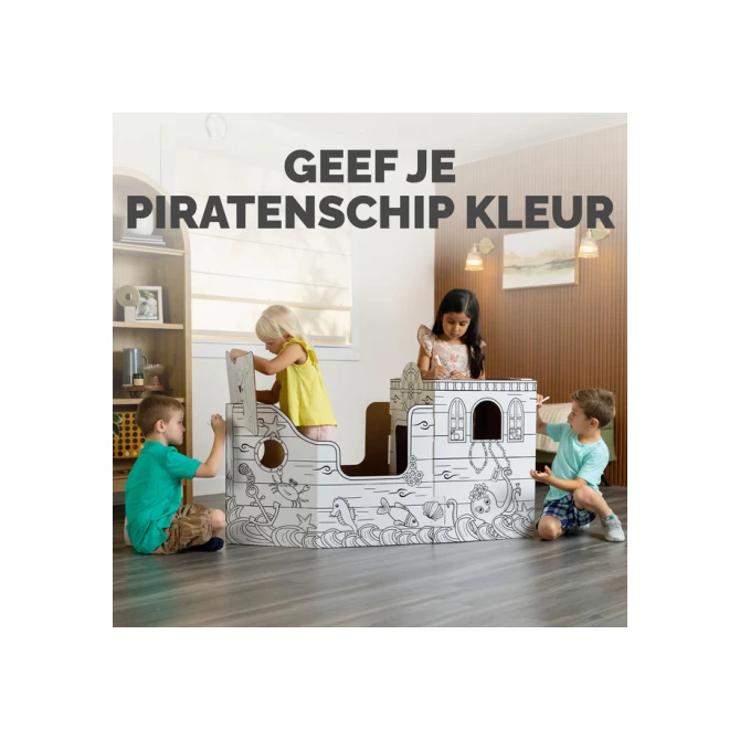 Kartonnen Piratenschip XL Bankers Box Play inkleurbaar