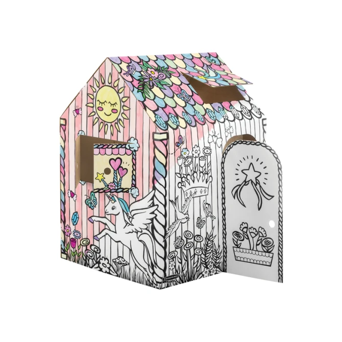 Kartonnen speelhuis XL Eenhoorn Bankers Box Play inkleurbaar