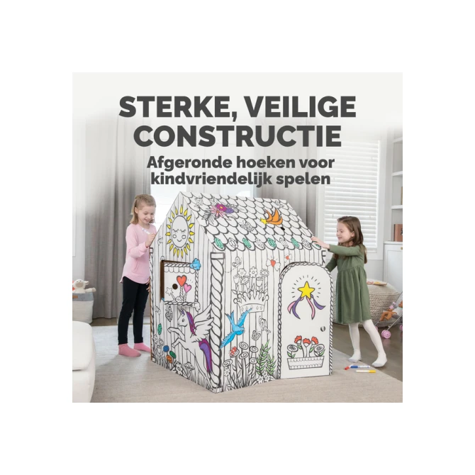 Kartonnen speelhuis XL Eenhoorn Bankers Box Play inkleurbaar