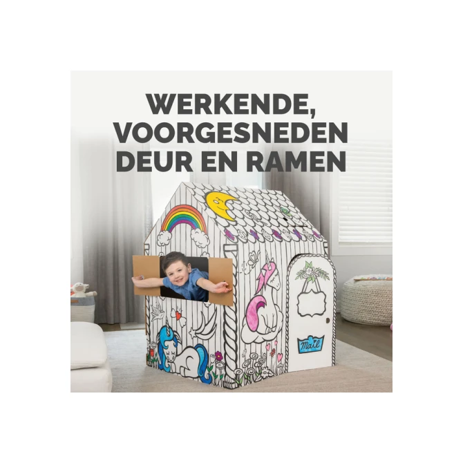 Kartonnen speelhuis XL Eenhoorn Bankers Box Play inkleurbaar