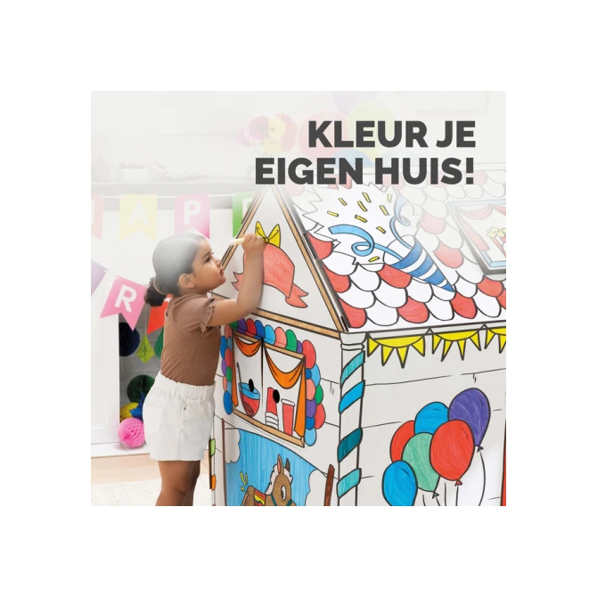 Kartonnen speelhuis XL Verjaardag Bankers Box Play inkleurbaar