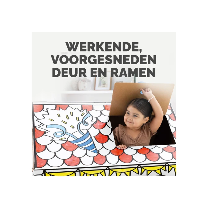 Kartonnen speelhuis XL Verjaardag Bankers Box Play inkleurbaar