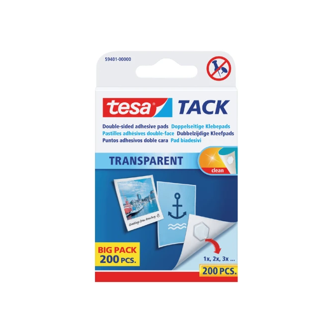 Kleefpads tesa® TACK dubbelzijdig transparant 200 stuks 200 stuks