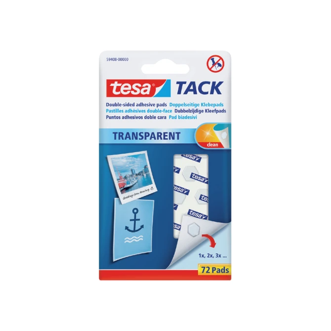 Kleefpads tesa® TACK dubbelzijdig transparant 72 stuks