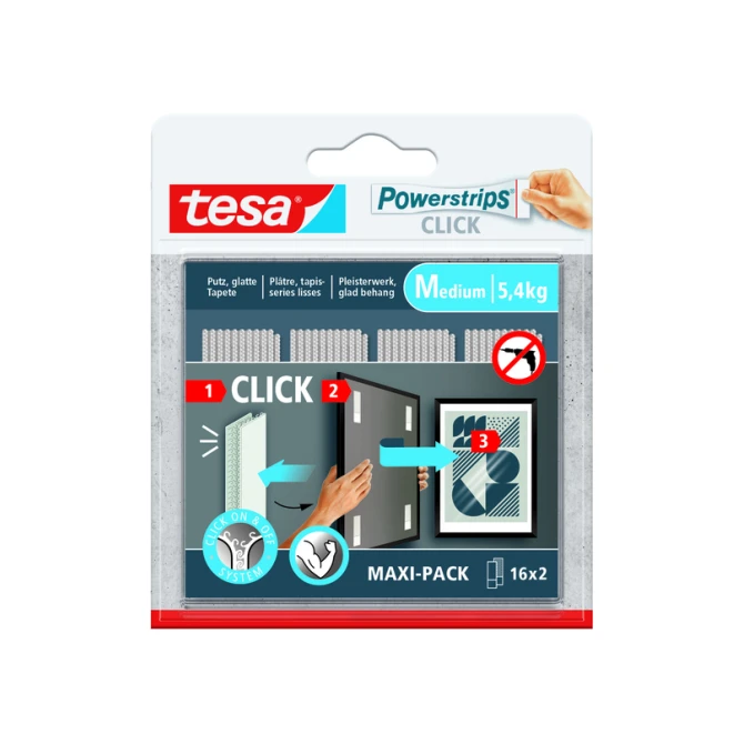 Kleefstip tesa Powerstrips Click Medium 16 paar wit